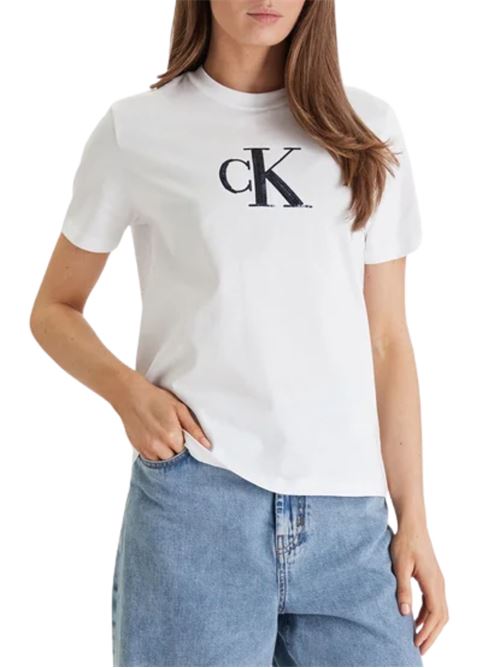 T-shirt con logo in paillettes Calvin Klein Jeans | LV044E215GYAA
